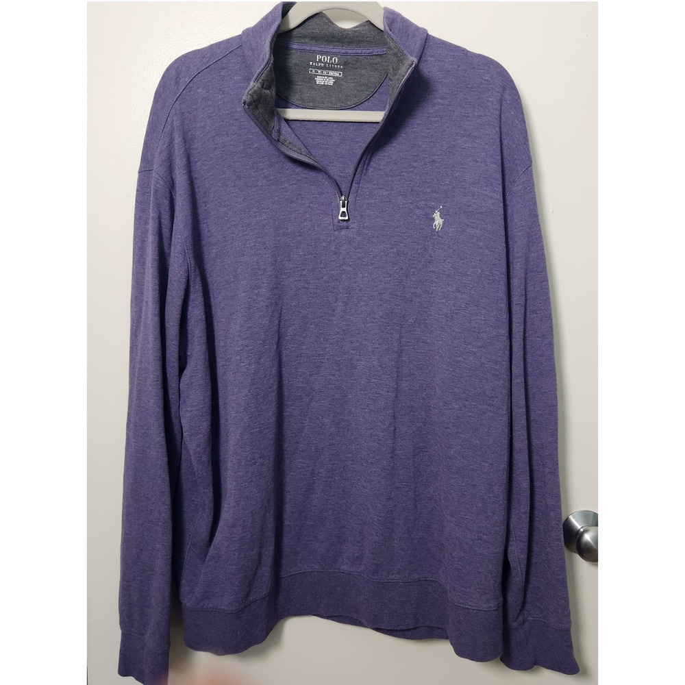 Polo Ralph Lauren 1/4 Zip Sweater Purple Embroidered Pony XL Mens Cotton Viscose